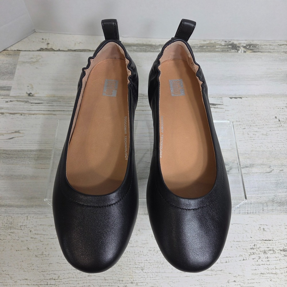 FitFlop Allegro Black Soft Leather Ballet Flats Comfort Shoes Women sz6 FreeShip